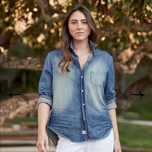 Frank and Eileen denim shirt. The fabric is distressed vintage wash